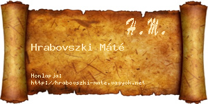 Hrabovszki Máté névjegykártya